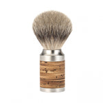 MÜHLE ROCCA Shaving Brush, Silvertip Badger, Stainless Steel, Birch Bark