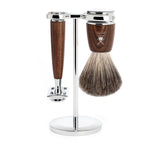 MÜHLE Rytmo Steamed Ash 3-Piece Pure Badger & Safety Razor Shaving Set