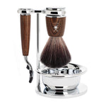 MÜHLE Rytmo Steamed Ash 4-Piece Black Fiber & Mach-3 Shaving Set