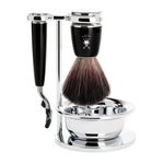 MÜHLE Rytmo Black 4-Piece Black Fiber & Mach-3 Shaving Set