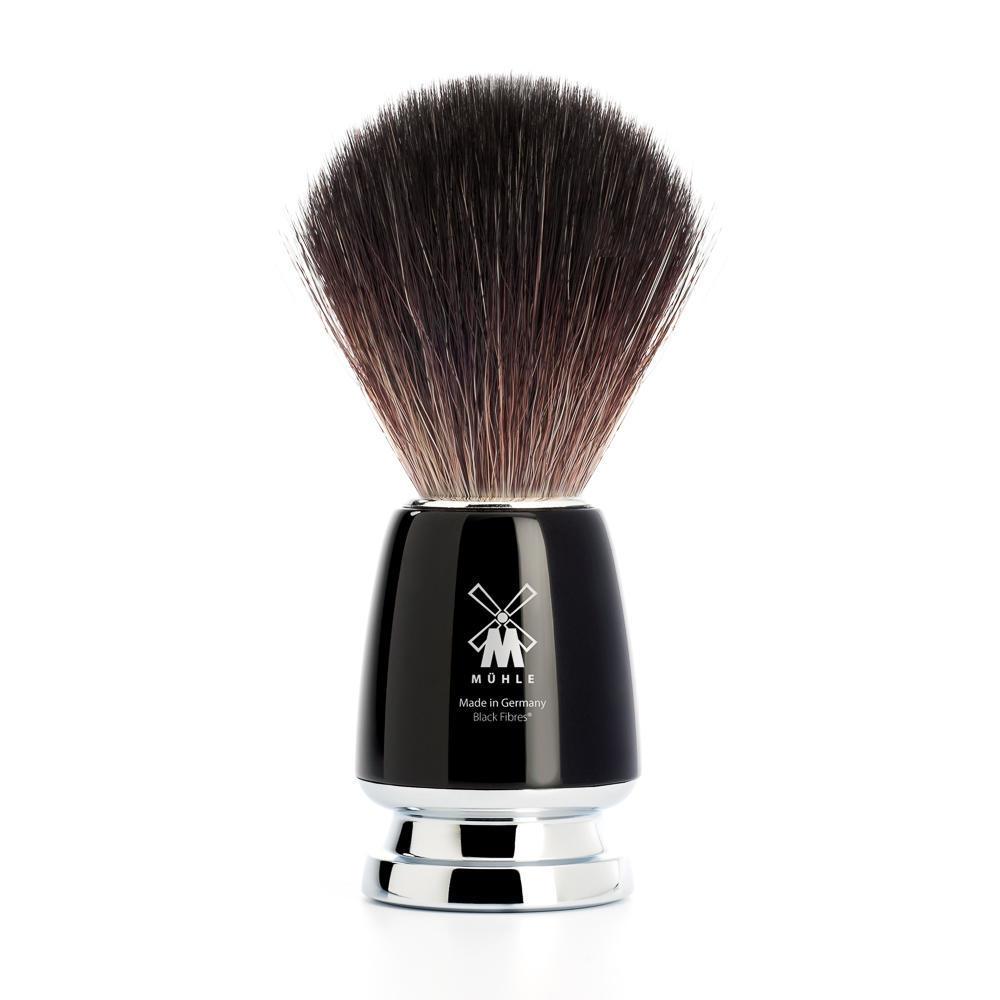 MÜHLE Rytmo Black 4-Piece Black Fiber & Safety Razor Shaving Set, Black Fiber Shaving Brush