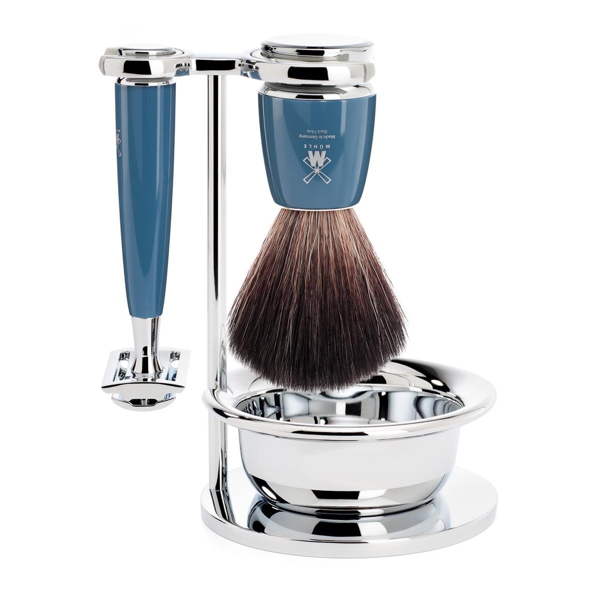 MÜHLE RYTMO Petrol 4 Pc. Black Fibre / Safety Razor Shaving Set