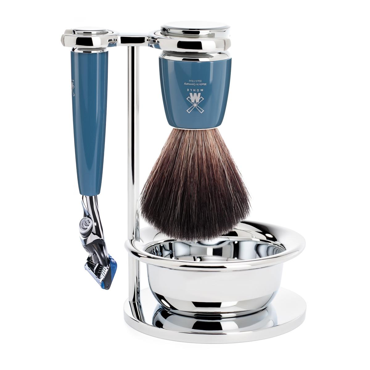 MÜHLE RYTMO Petrol Blue 4 Pc. Black Fibre / Fusion Shaving Set