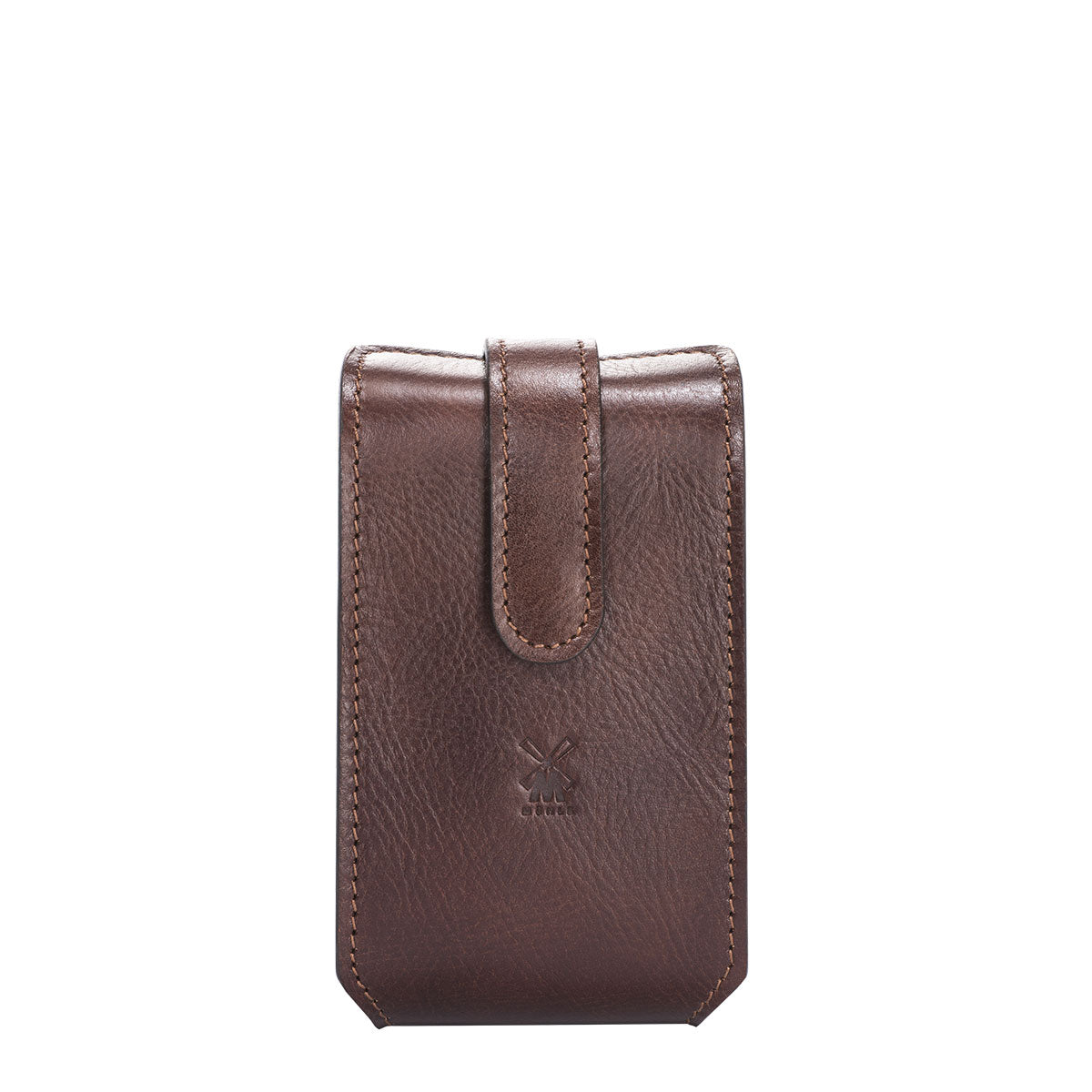 MÜHLE Brown Leather Travel Razor & Shaving Brush Case - Front