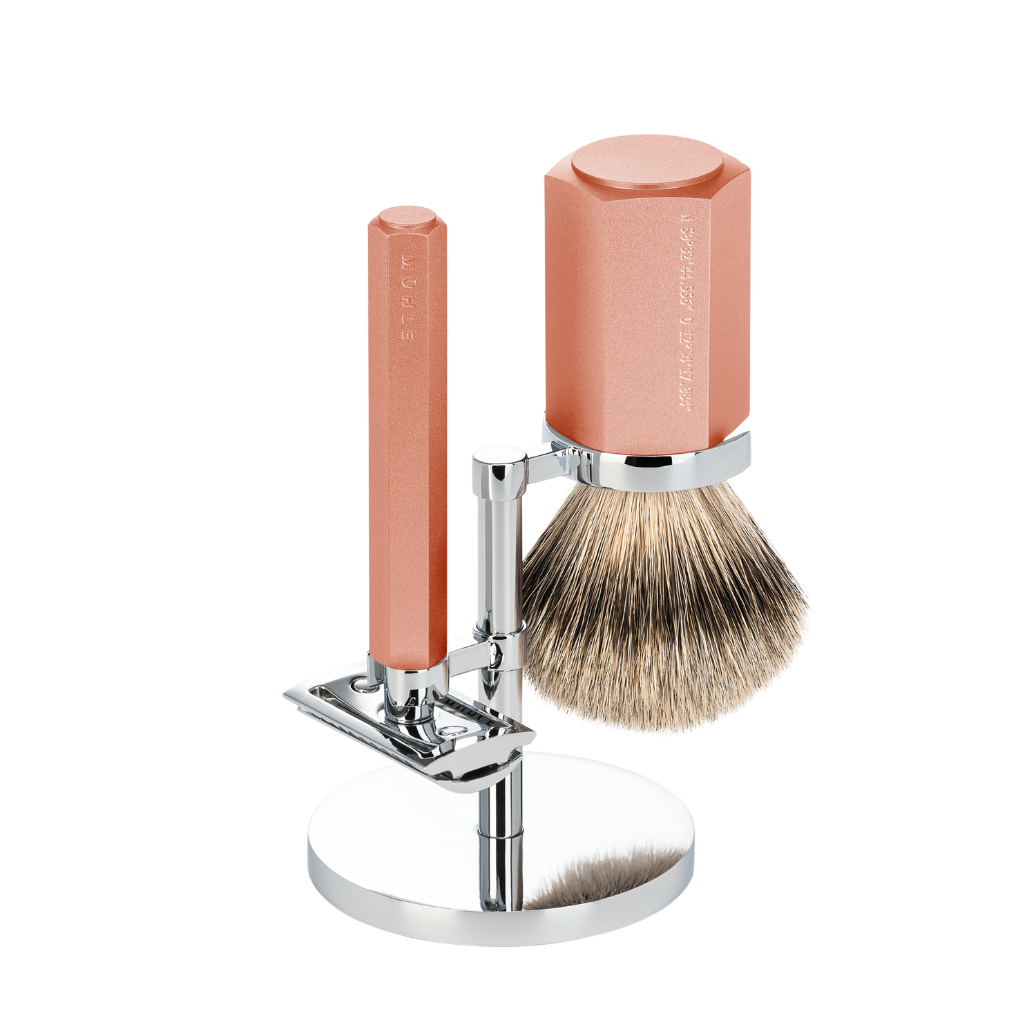MÜHLE HEXAGON 3 Pc. Shaving Set, Silvertip Badger Brush & Safety Razor, Sunrise