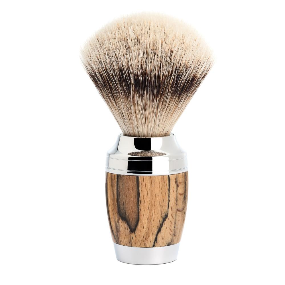 MÜHLE Stylo Spalted Beech 3-Piece Silvertip Badger & Safety Razor Shaving Set, Shaving Brush