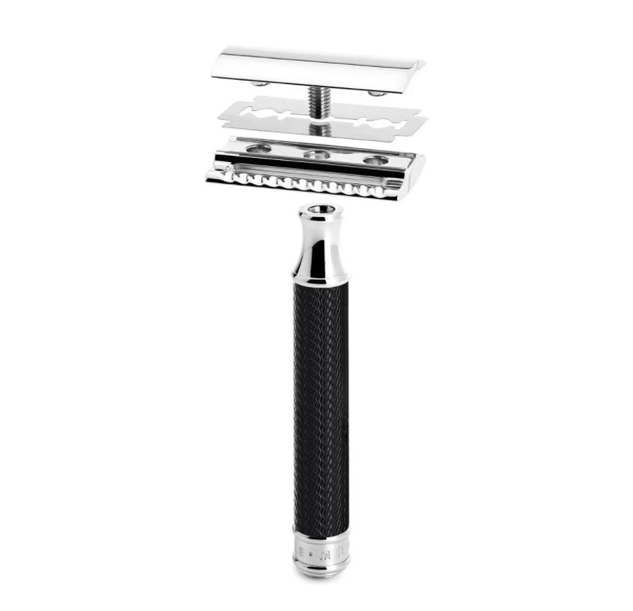 MÜHLE TRADITIONAL Black/Chrome Safety Razor (Closed Comb), Details