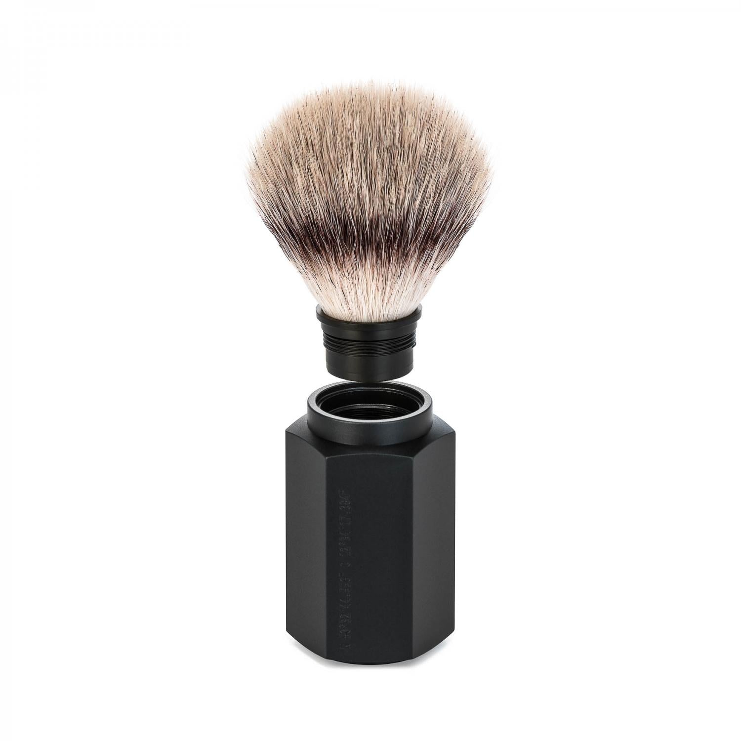 MÜHLE Hexagon Graphite 3-Piece Silvertip Fiber Shaving Set, Shaving Brush