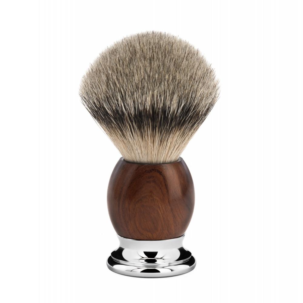 Conjunto de barbear MÜHLE Sophist Ironwood de 4 peças com ponta de prata e lâmina de barbear, pincel de barbear