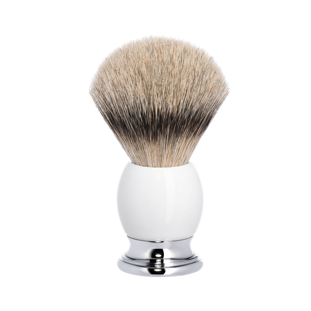MÜHLE Sophist Porcelain &amp; Chrome Silvertip Badger Shaving Brush