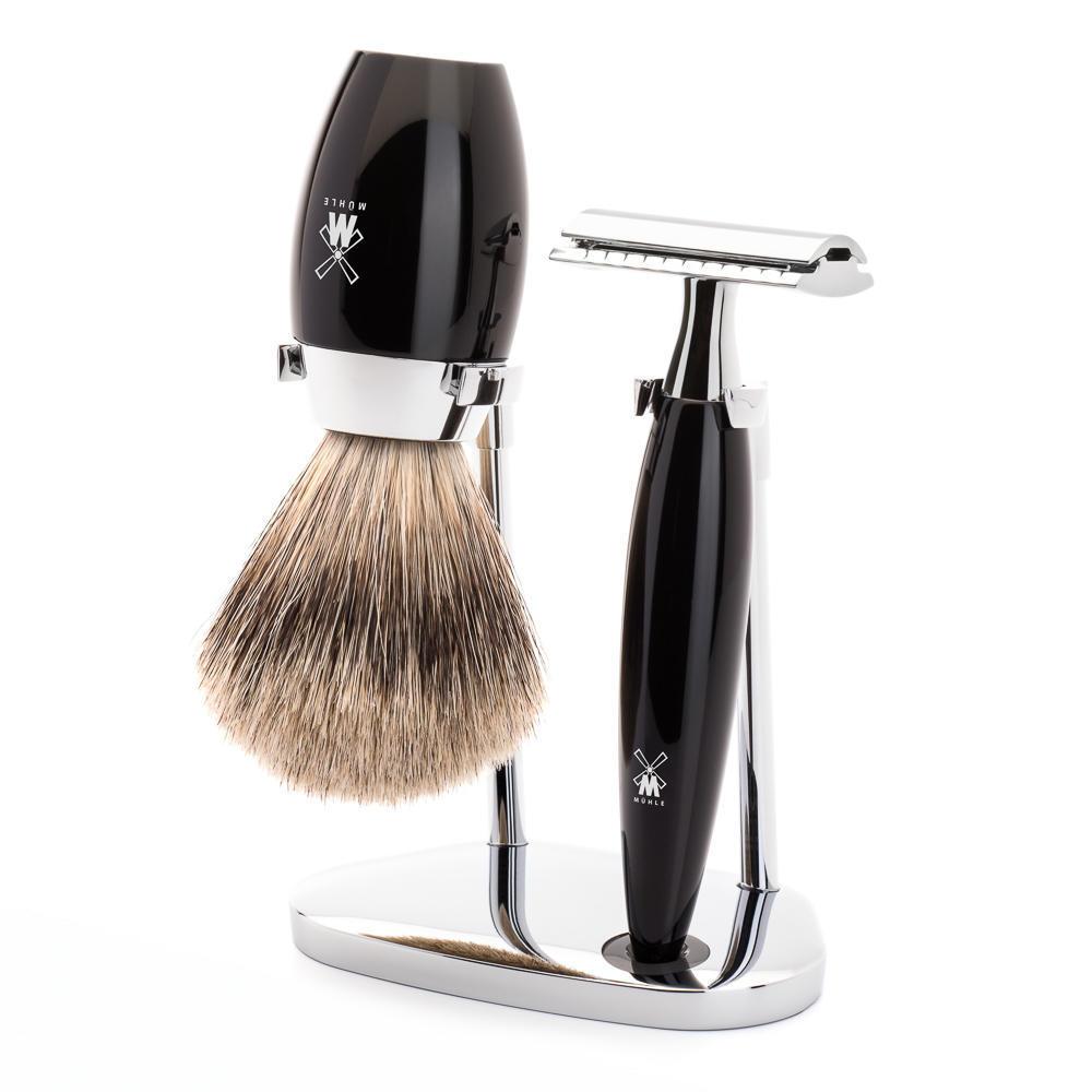 MÜHLE Kosmo Black 3-Piece Fine Badger & Safety Razor Shaving Set
