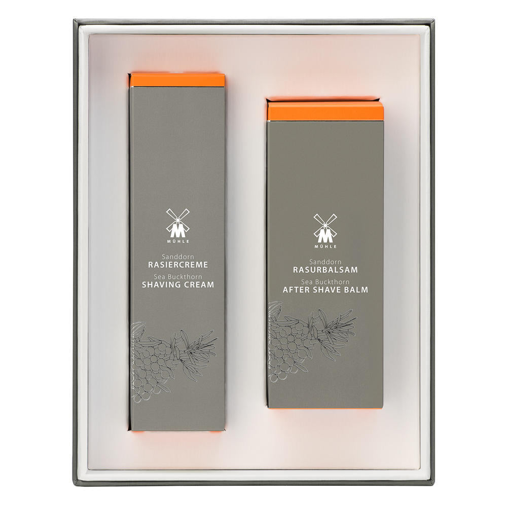 MÜHLE Sea Buckthorn Shaving Cream &amp; Aftershave Set, In package