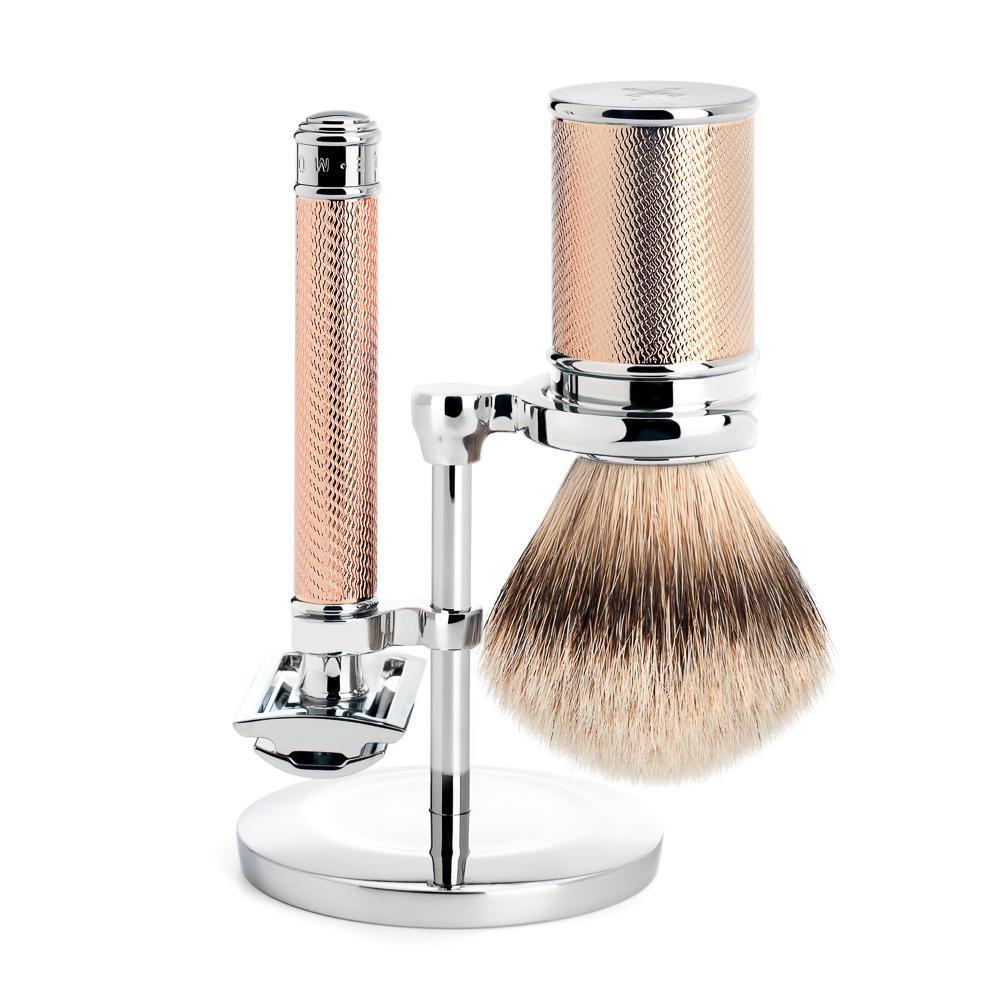 MÜHLE Set de afeitado de seguridad Rosegold Silvertip Badger & Closed Comb