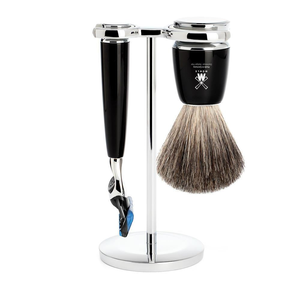 MÜHLE Rytmo Black 3-Piece Pure Badger & Fusion Shaving Set