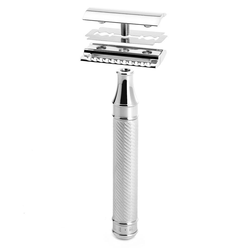 MÜHLE Traditional Large Chrome Safety Razor - Closed Comb, Details