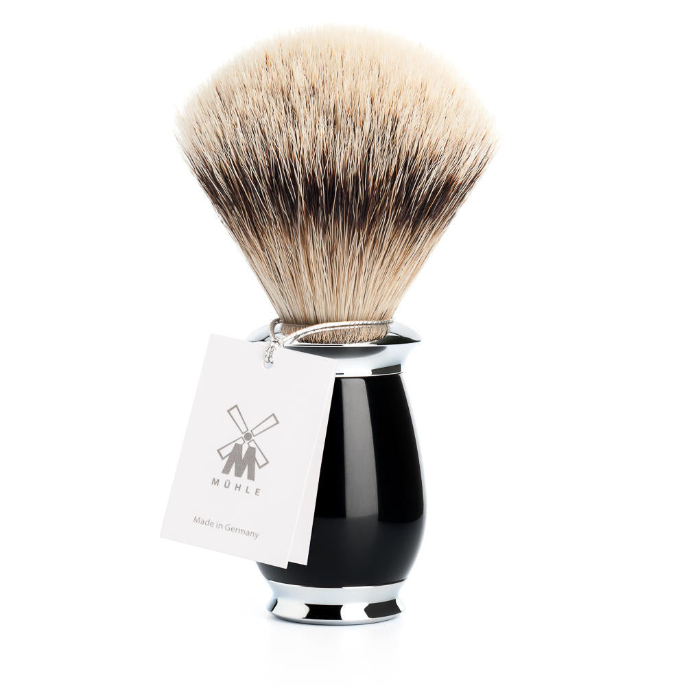MÜHLE Purist Black Silvertip Badger Shaving Brush, With tag