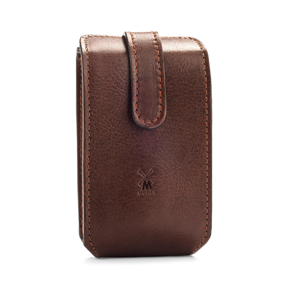 MÜHLE Travel Florentine Brown Leather Silvertip Fiber &amp; Fusion Shaving Kit, Florentine Brown Leather