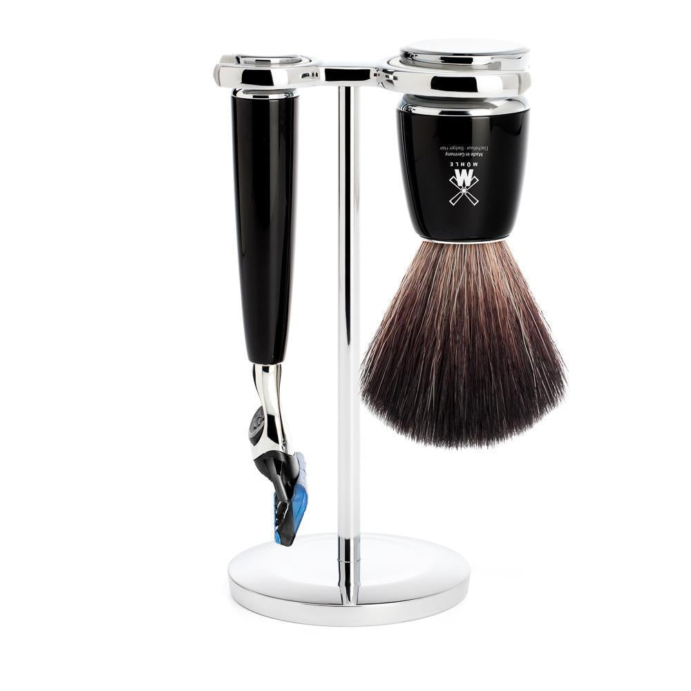 MÜHLE Rytmo Black 3-Piece Black Fiber & Fusion Shaving Set