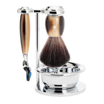 MÜHLE Vivo Brown Horn 4-Piece Black Fiber & Fusion Shaving Set