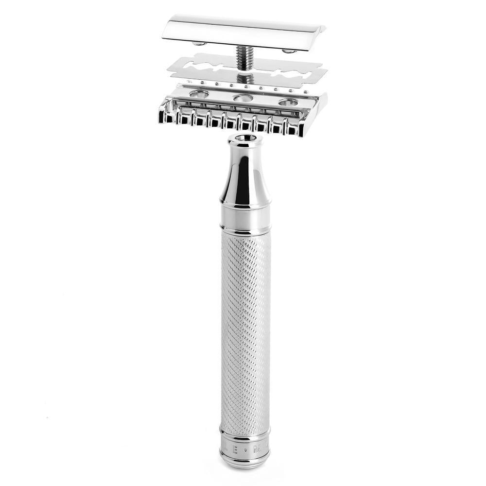 MÜHLE Traditional Large Chrome Safety Razor - Open Comb, Details