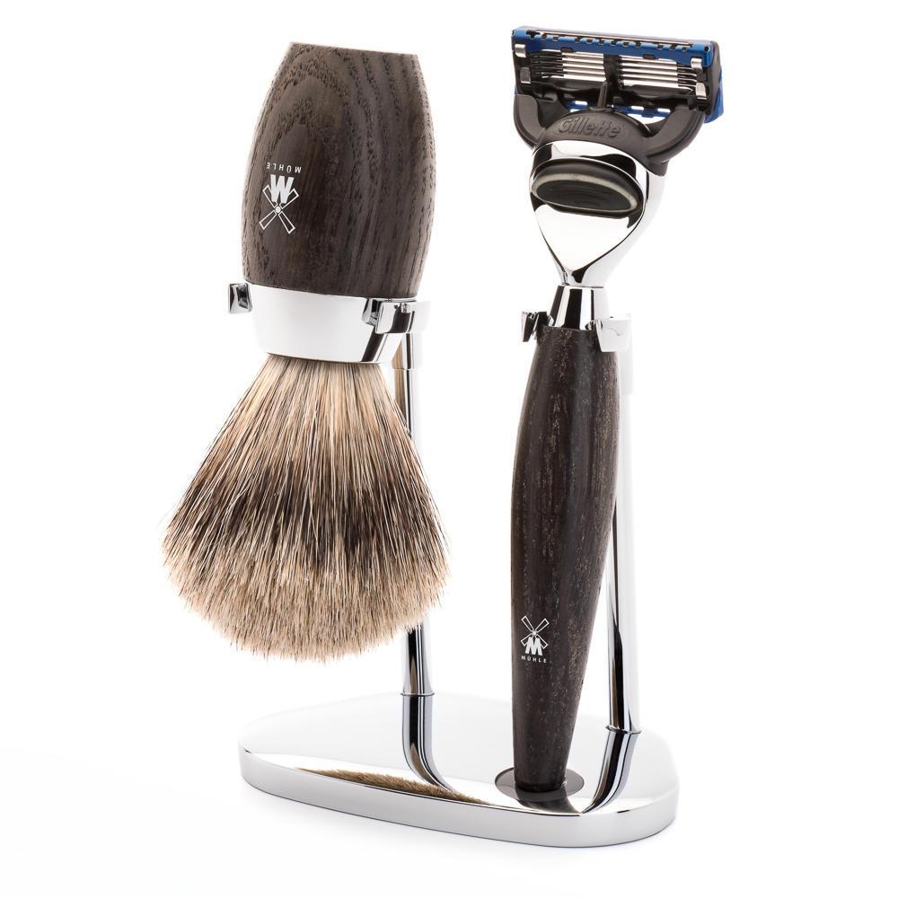 MÜHLE Kosmo Bog Oak 3-Piece Fine Badger & Fusion Shaving Set
