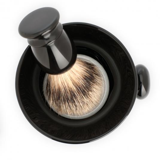 MÜHLE Black Porcelain Shaving Mug with Handle, Top View