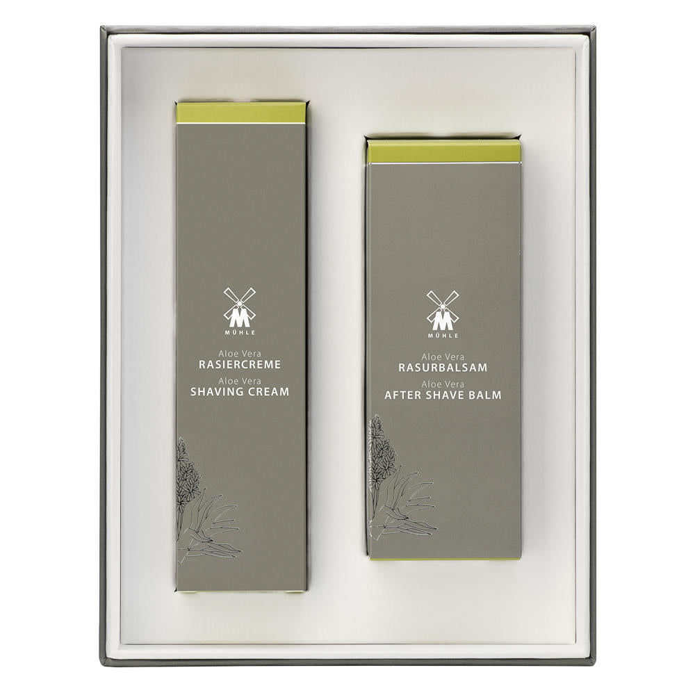 MÜHLE Aloe Vera Shaving Cream & Aftershave Balm Set, In package