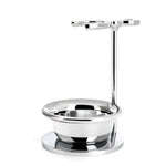 MÜHLE Sophist Black 4-Piece Silvertip Badger & Safety Razor Shaving Set, Chrome-plated Soap Dish and Metal Stand
