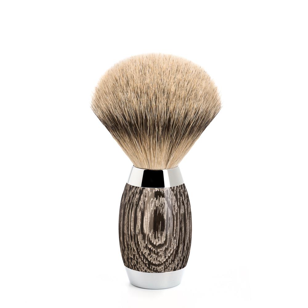 MÜHLE Edition Ancient Oak &amp; Silver 3-Piece Silvertip Badger &amp; Safety Razor Shaving Set, Shaving Brush