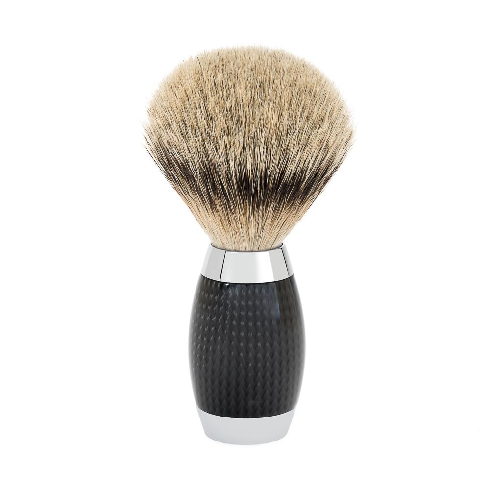 Conjunto de barbear MÜHLE Edition Carbon 3 peças Silvertip Badger e lâmina de barbear, pincel de barbear