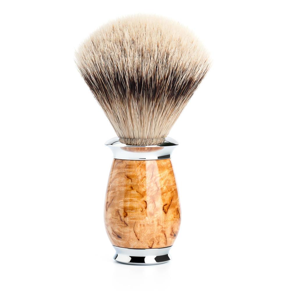 MÜHLE Purist Karelian Masur Birch 3-Piece Silvertip Badger & Safety Razor Shaving Set, Silvertip Badger Shaving Brush