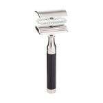 MÜHLE Rocca Stainless Steel & Black 3-Piece Silvertip Badger & Safety Razor Shaving Set, Razor Details