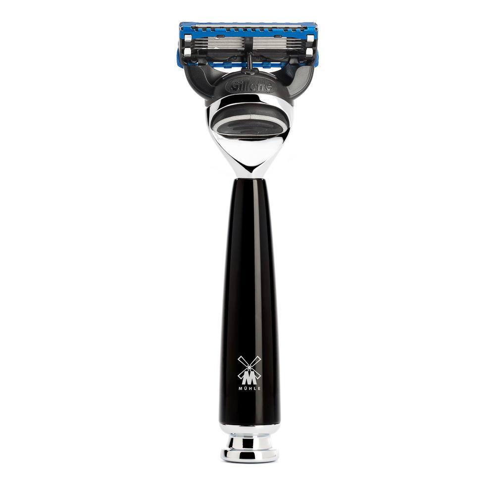 MÜHLE Rytmo Black 4-Piece Black Fiber & Fusion Shaving Set, Gillette Fusion Razor