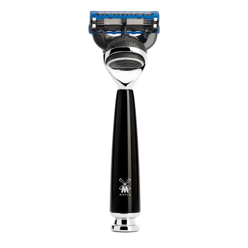 MÜHLE Rytmo Black 3-Piece Black Fiber & Fusion Shaving Set, Gillette Fusion Razor