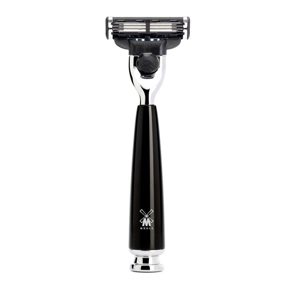 MÜHLE Rytmo Black 4-Piece Pure Badger & Mach-3 Shaving Set, Gillette Mach3 Razor