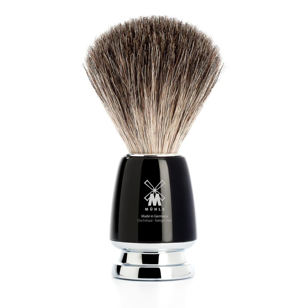 MÜHLE Rytmo Black 4-Piece Pure Badger & Mach-3 Shaving Set, Pure Badger Shaving Brush
