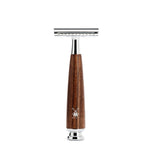 MÜHLE Rytmo Steamed Ash 4-Piece Pure Badger & Safety Razor Shaving Set, Closed Comb Safety Razor