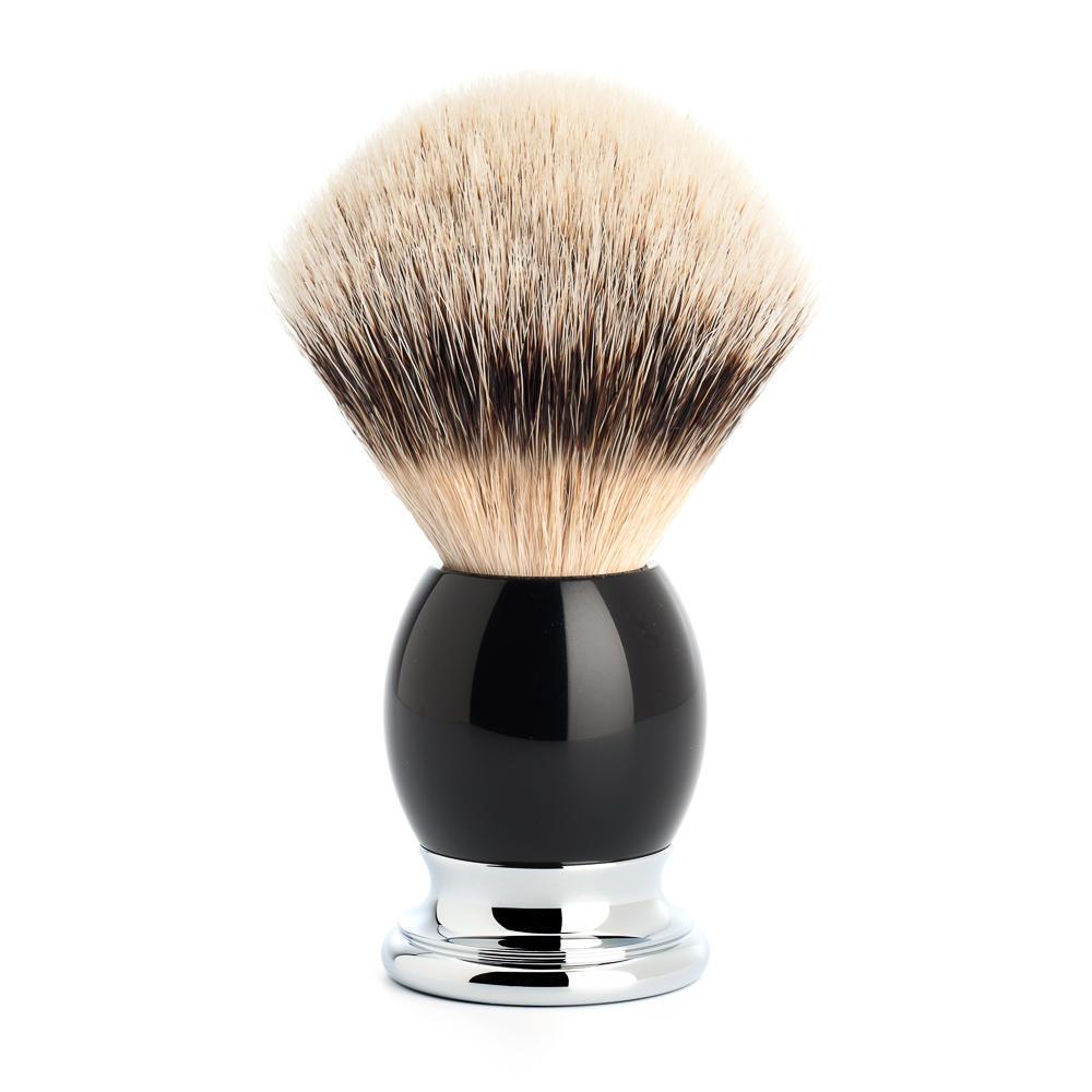Conjunto de barbear MÜHLE Sophist preto de 4 peças Silvertip Badger e Fusion Razor, pincel de barbear Silvertip Badger