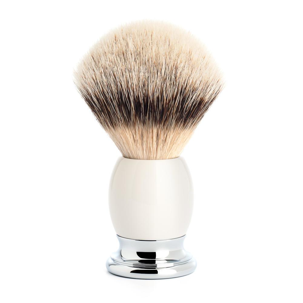 MÜHLE Sophist Porcelain 4-Piece Silvertip Badger & Fusion Razor Shaving Set, Silvertip Badger Shaving Brush