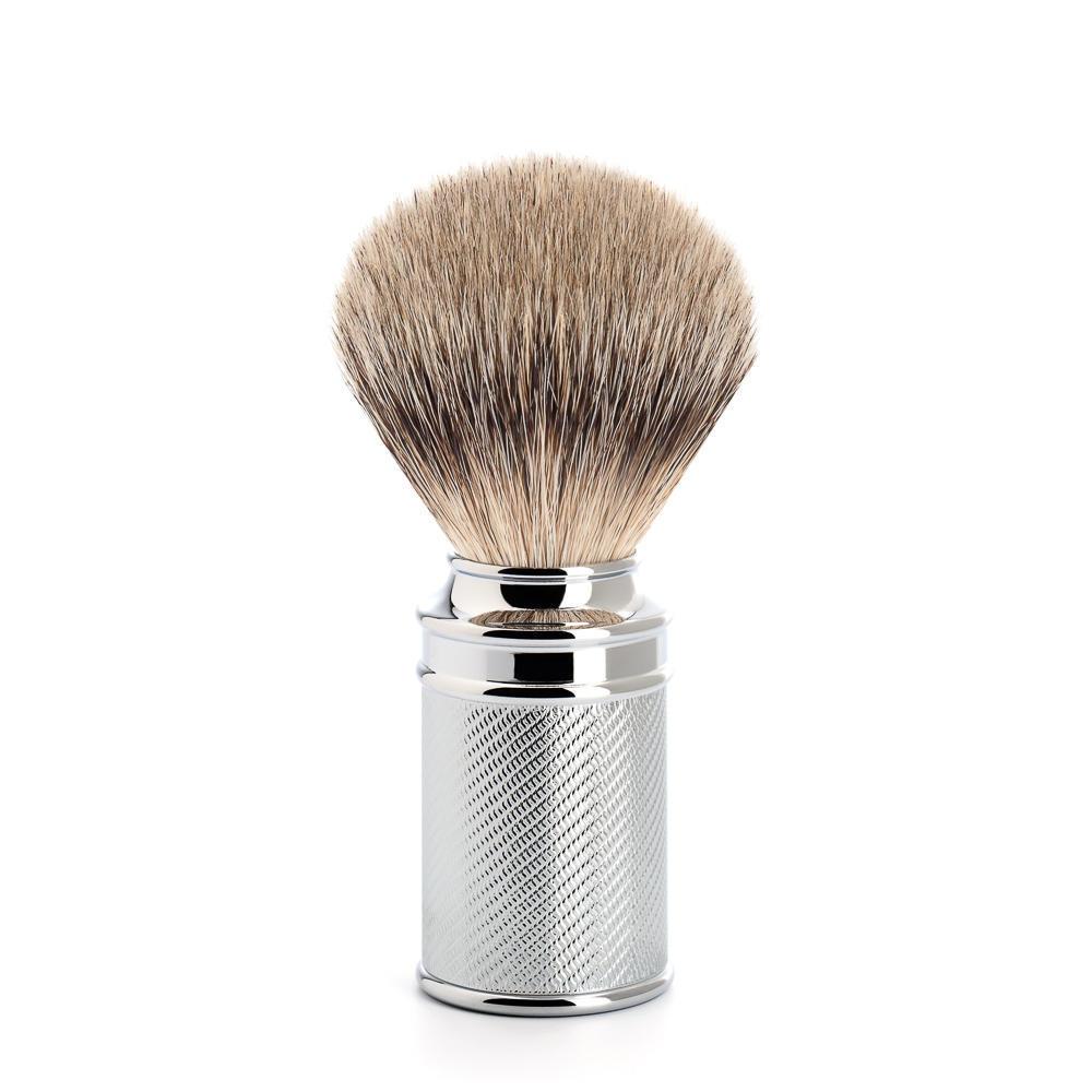 MÜHLE Chrome Silvertip Badger & Open Comb Safety Razor Shaving Set, Silvertip Badger Shaving Brush