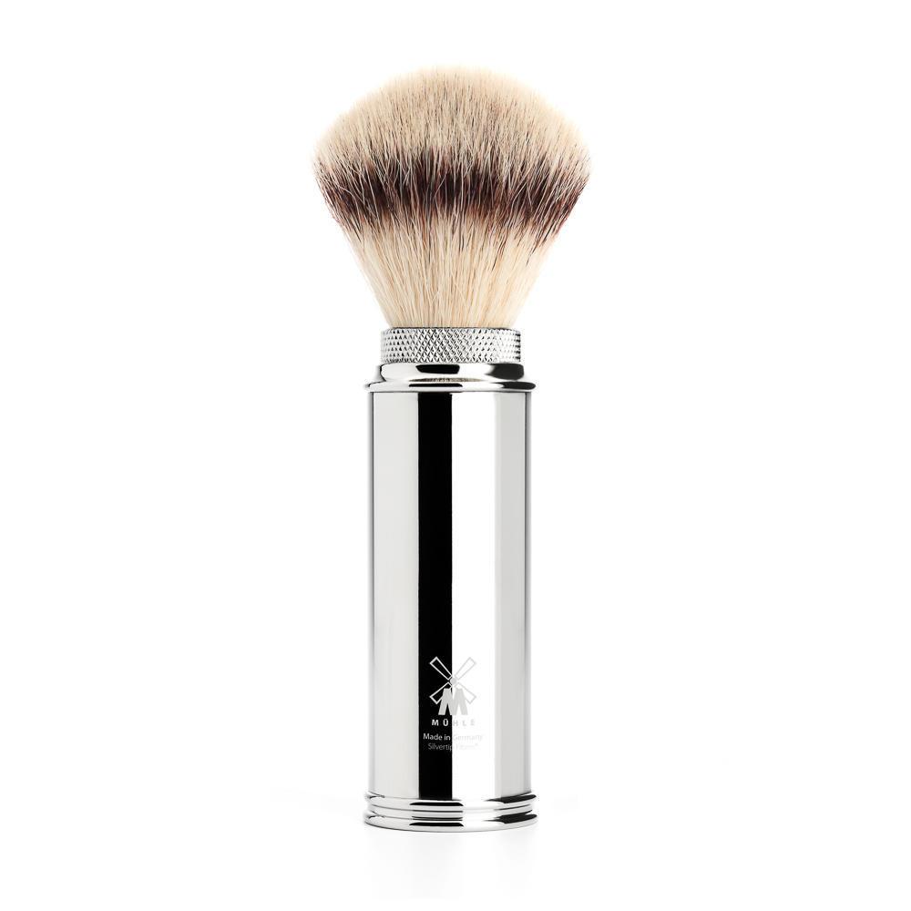 MÜHLE Travel Florentine Black Leather Silvertip Fiber & Fusion Shaving Kit, Shaving Brush