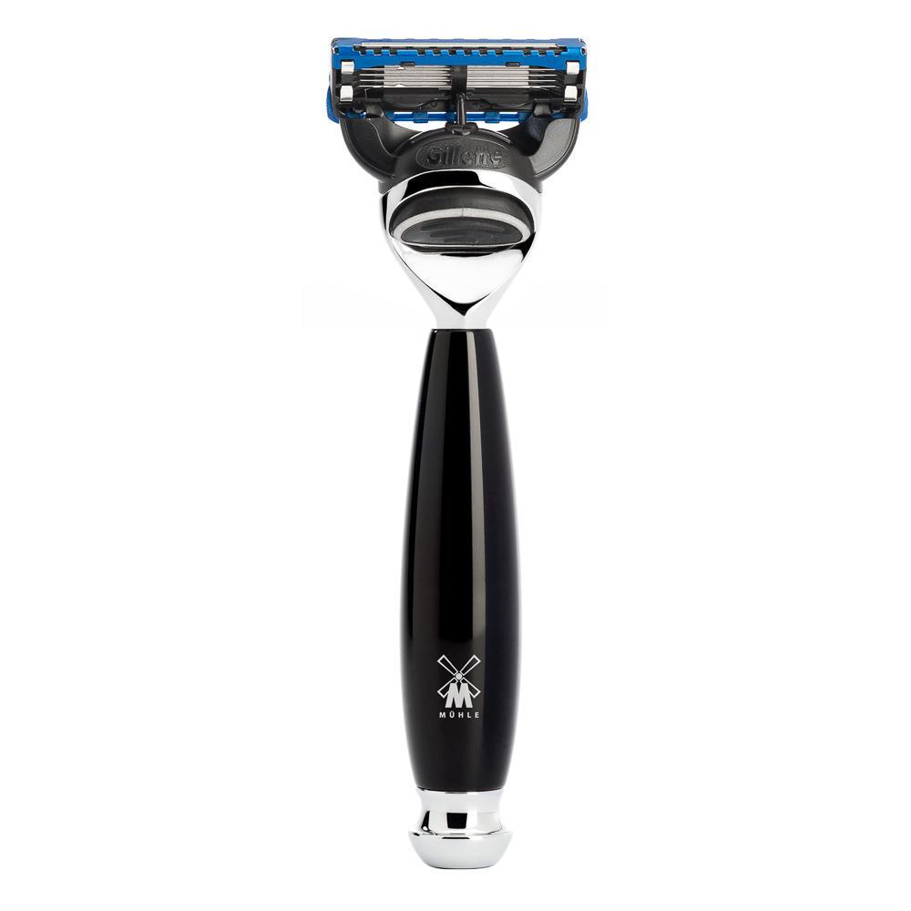 MÜHLE Vivo Black Resin 4-Piece Pure Badger & Fusion Shaving Set, Razor