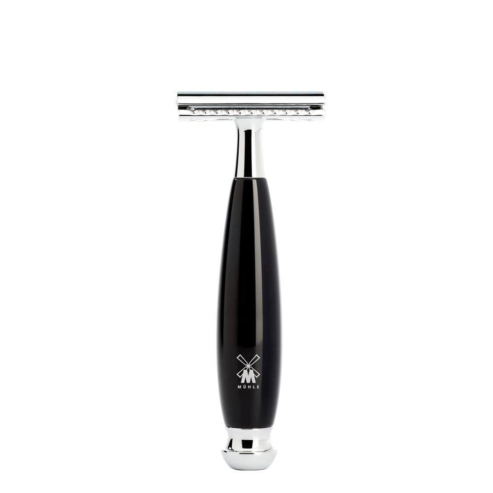 MÜHLE Vivo Black Resin 4-Piece Pure Badger & Safety Razor Shaving Set, Razor