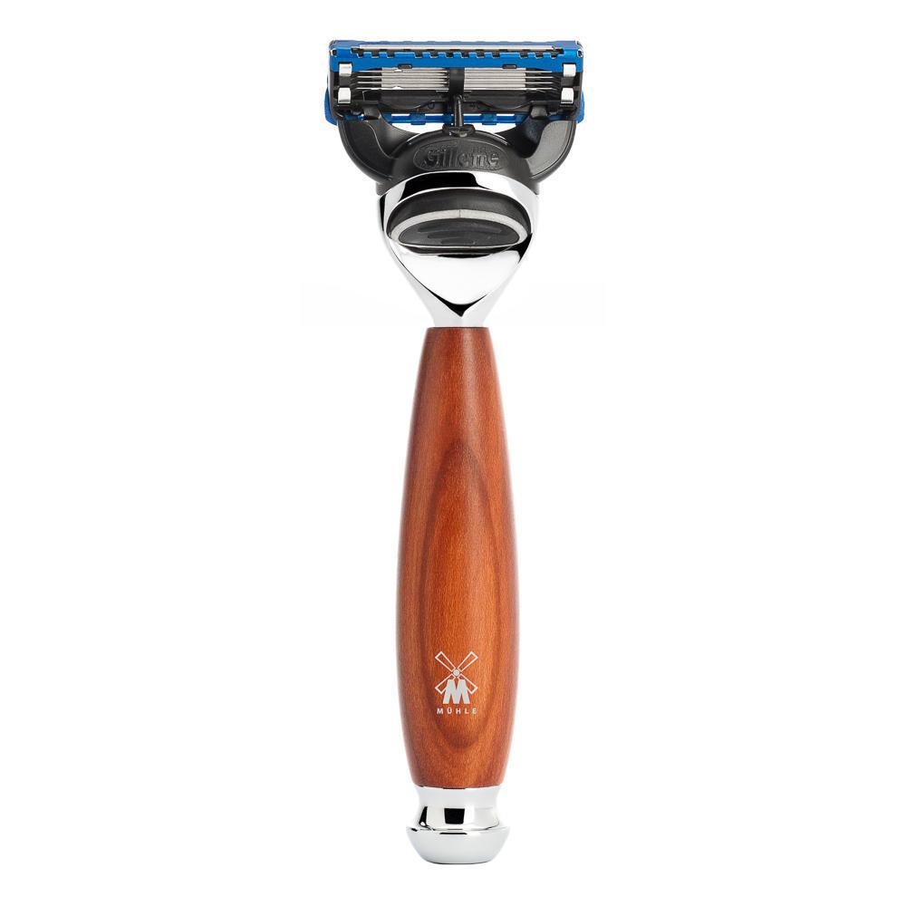 MÜHLE Vivo Plumwood 4-Piece Black Fiber & Fusion Shaving Set, Razor