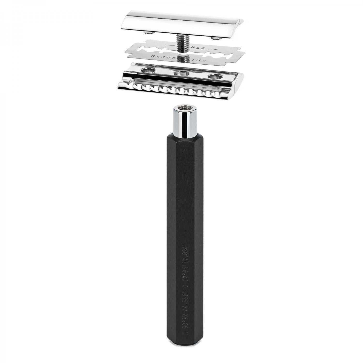 MÜHLE Hexagon Graphite 3-Piece Silvertip Badger Shaving Set, Razor