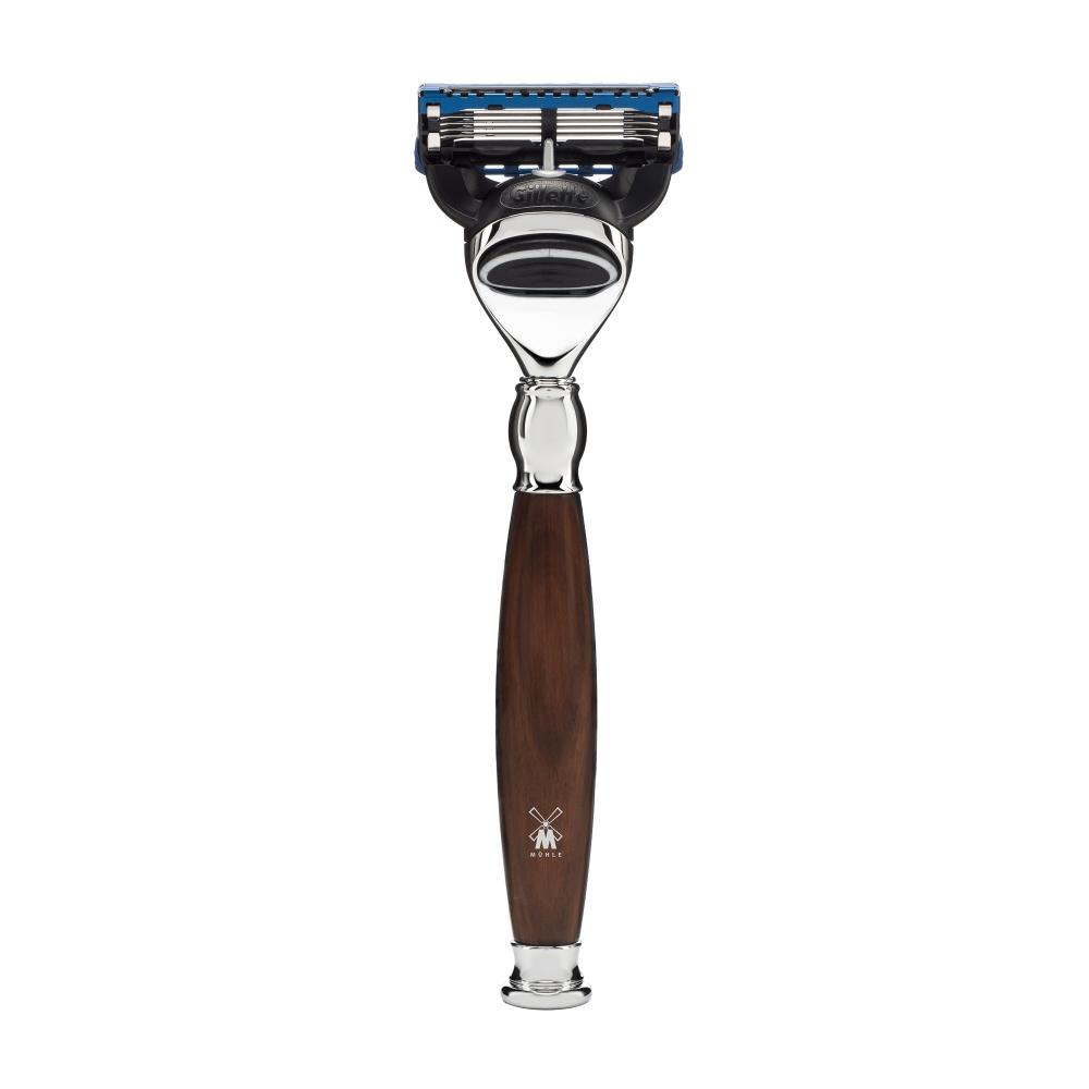 MÜHLE Sophist Ironwood Juego de afeitar Silvertip Badger & Fusion de 4 piezas, Maquinilla de afeitar