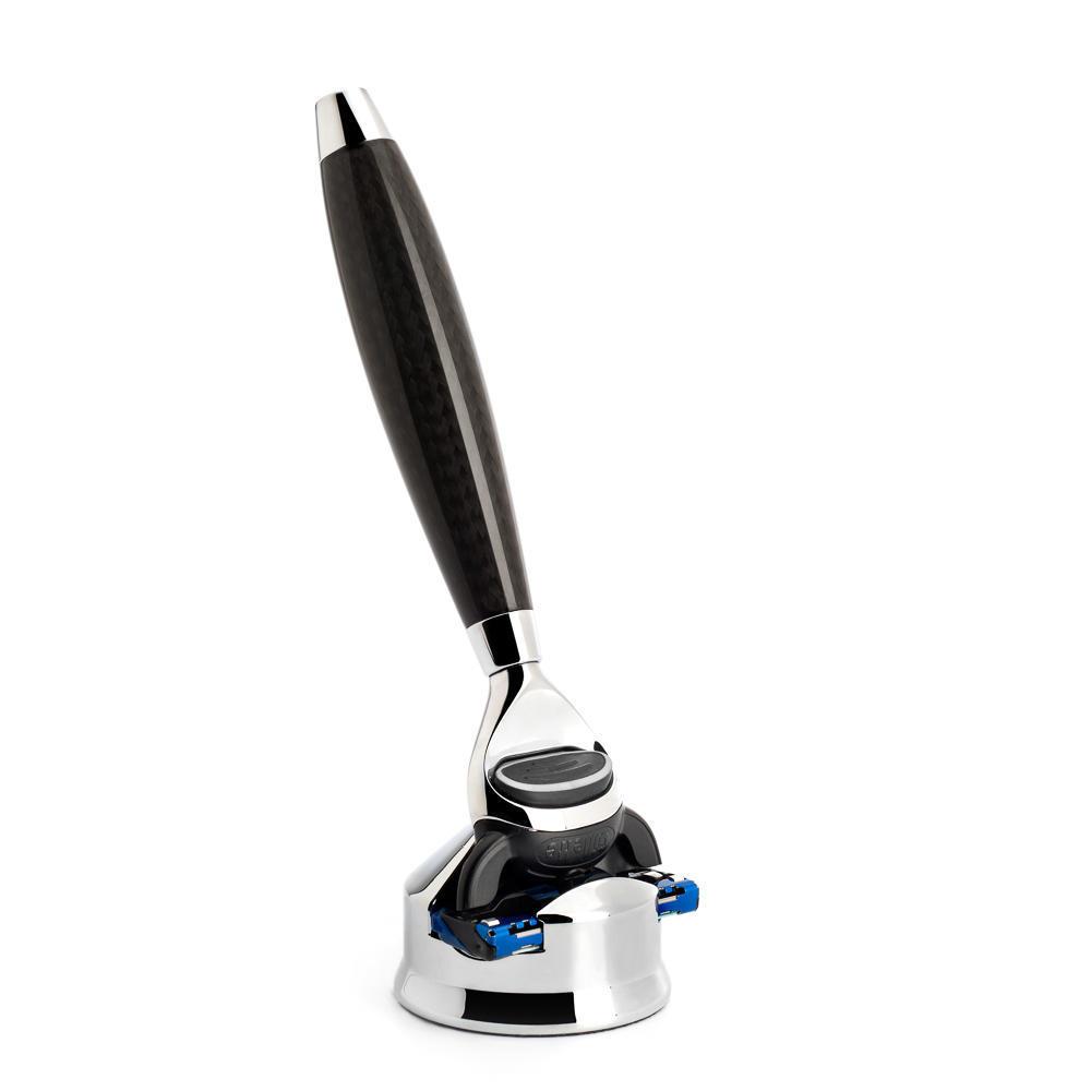 MÜHLE Edition Carbon 3-Piece Silvertip Fiber Shaving Set, Stand and Razor