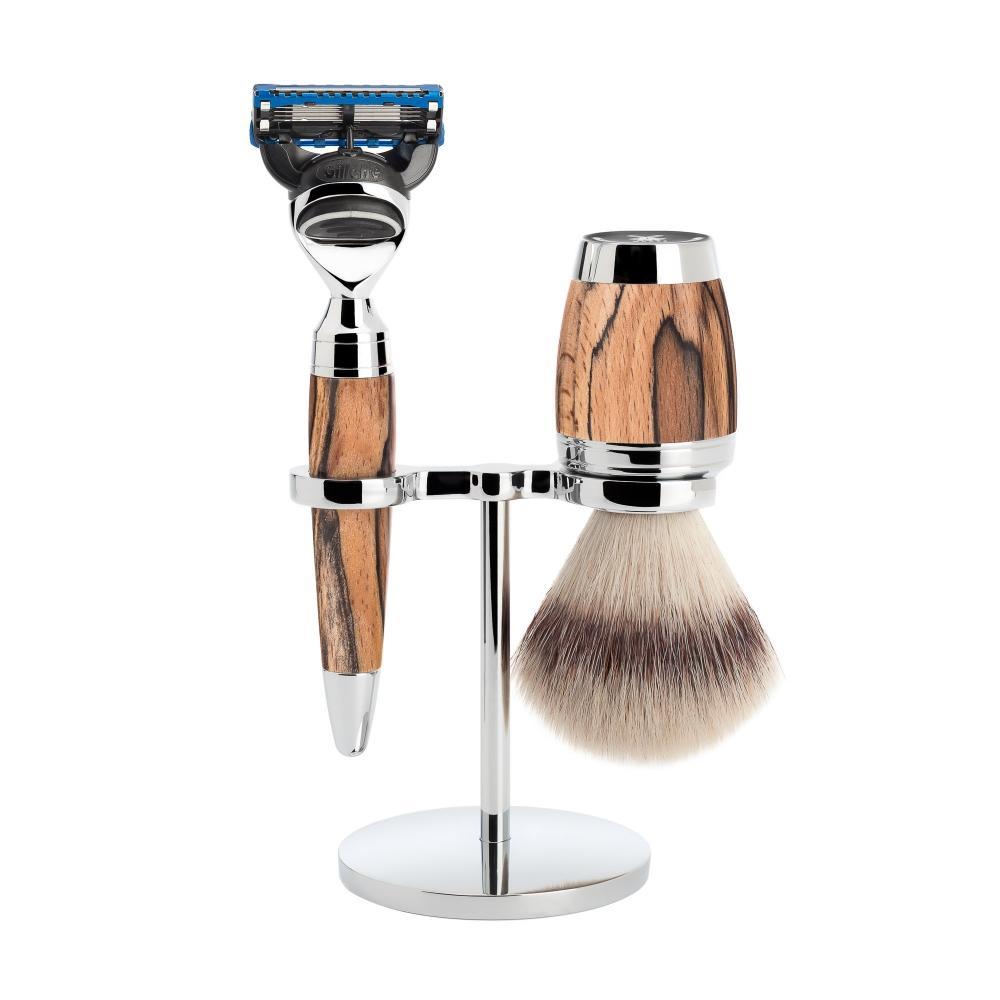 MÜHLE Stylo Spalted Beech 3-Piece Silvertip Fiber &amp; Fusion Shaving Set