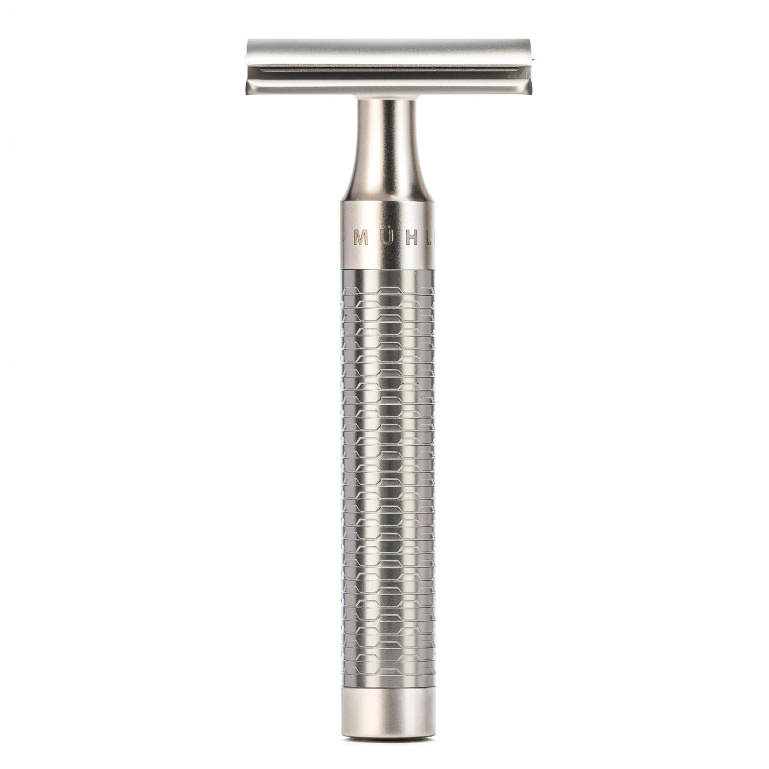 MÜHLE Rocca Silver Matt Stainless Steel 3-Piece Silvertip Badger & Safety Razor Shaving Set, Razor