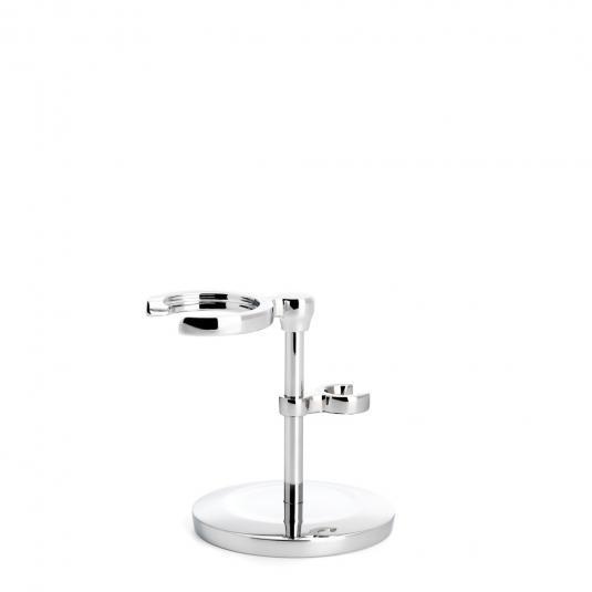 MÜHLE Chrome Silvertip Badger & Open Comb Safety Razor Shaving Set, Chrome-plated Metal Stand
